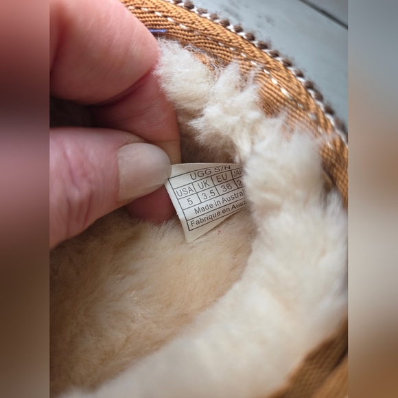 UGG Brown Suede Slippers with Yellow Accents - Picture 3 of 4